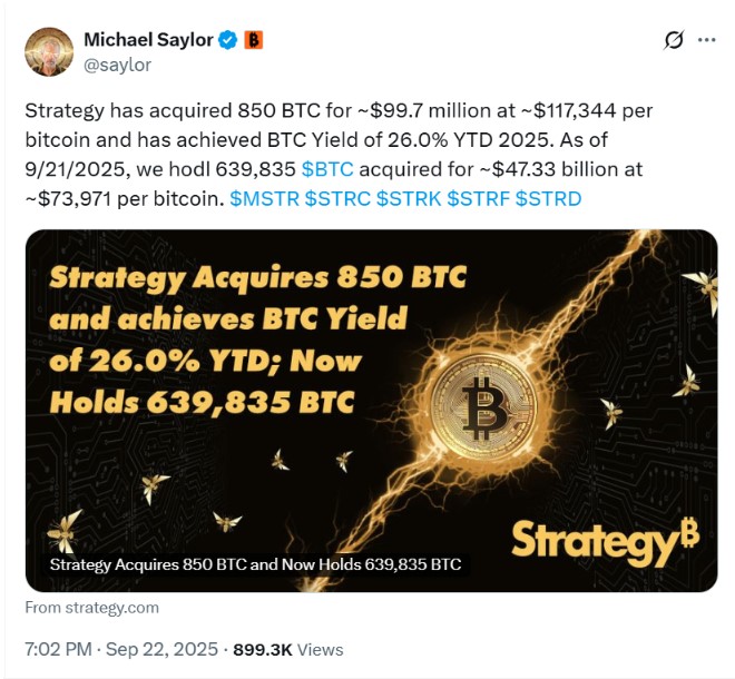 Michael Saylor chia sẻ trên X