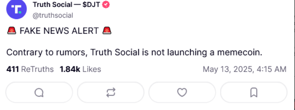 truth-social-phu-nhan-tin-don-ho-dang-tung-ra-mot-memecoin